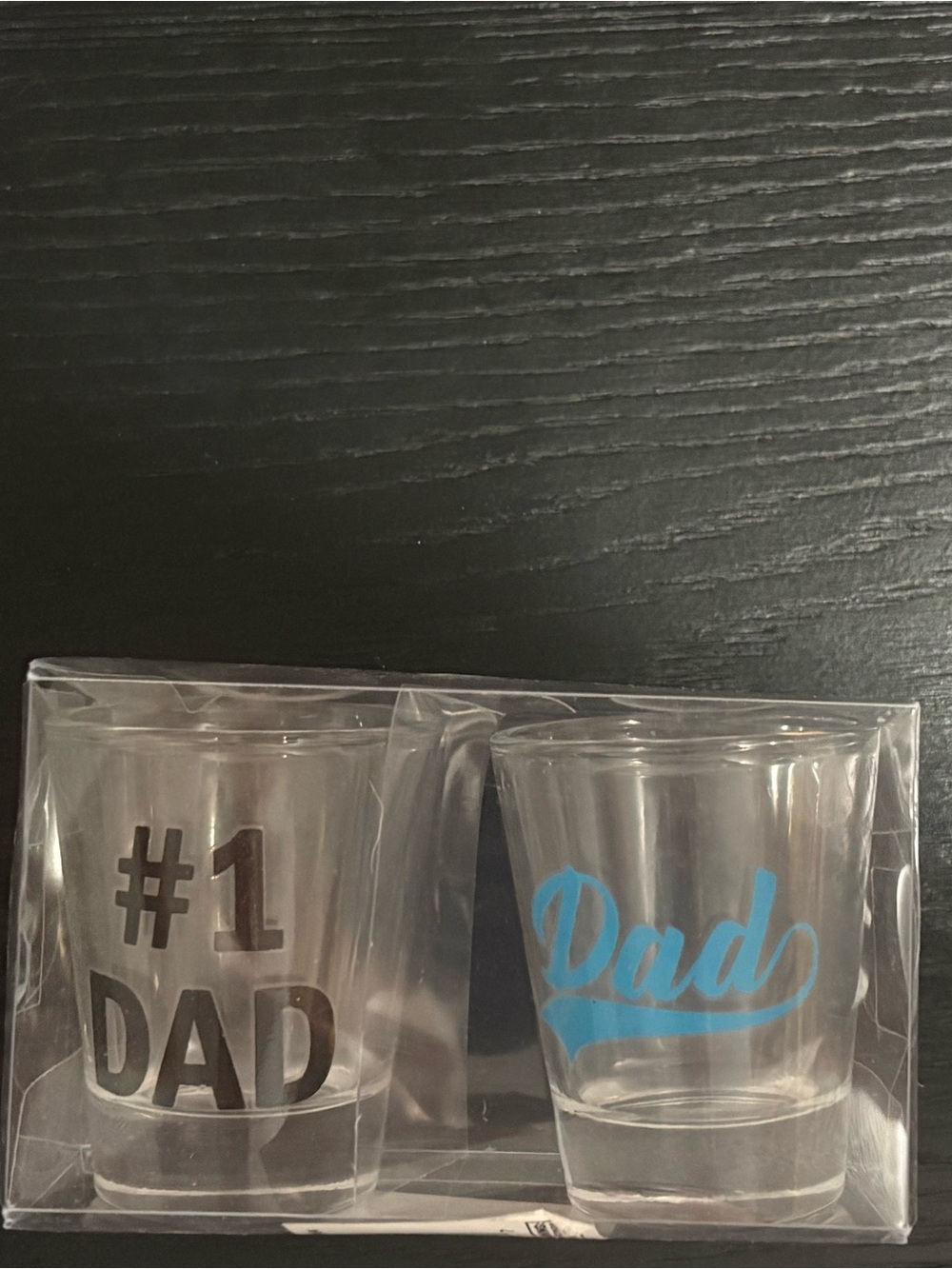 #1 Dad Shot Glass Set - Clear Glass with Black and Blue Prints